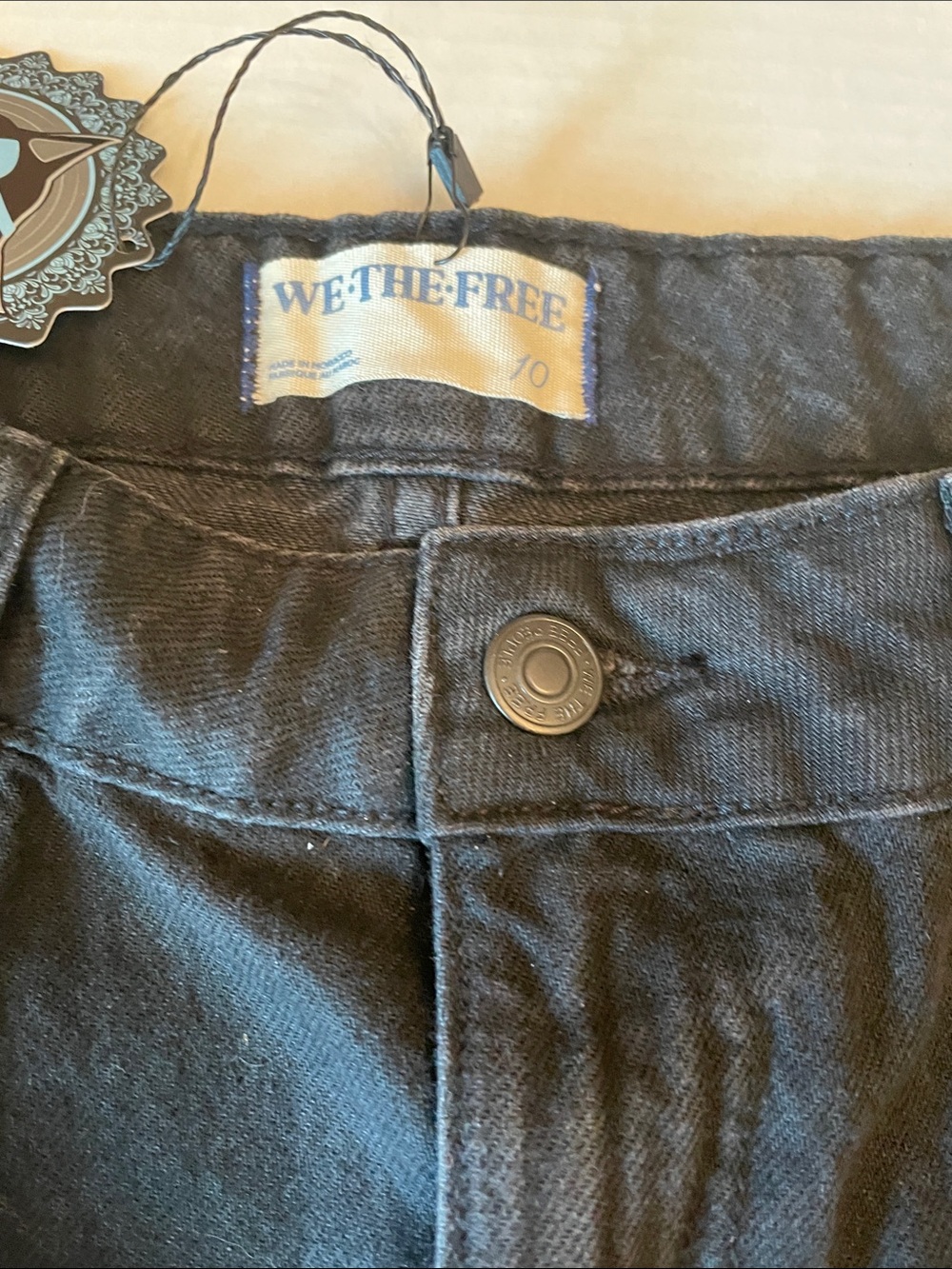 We The Free Black High-Rise Jean Skirt  with Button Front